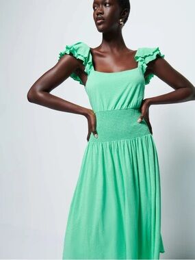 NATION LTD • Brittini Smocked Waist Midi Dress in Katydid